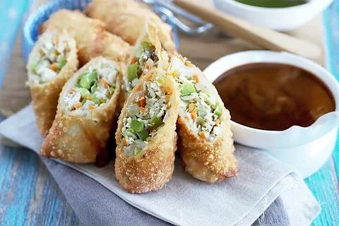 Homemade egg rolls Stock Photos