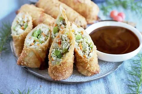 Homemade egg rolls Stock Photos
