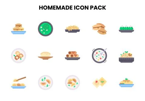 Homemade Flat Icons Pack Stock Illustration