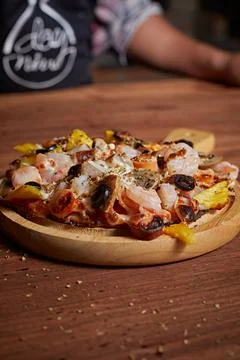 Homemade flatbread pizza Stock Photos