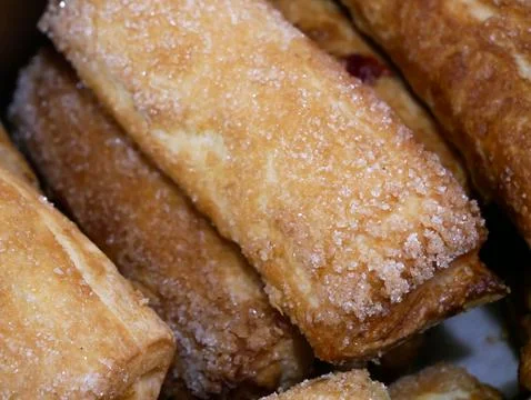 Homemade fruit jam strudel cake sprinkled with sugar Stock Photos
