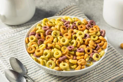 Homemade Fruity Fruit Loop Cereal Stock Photos