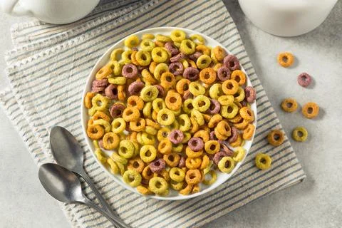 Homemade Fruity Fruit Loop Cereal Stock Photos