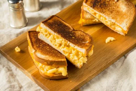 Homemade Grilled Macaroni and Cheese Sandwich Stock Photos