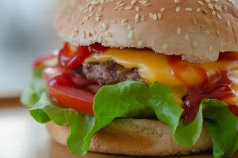 Homemade hamburger Stock Photos