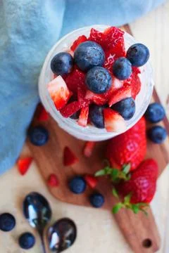 Homemade healthy breakfast with fresh berry fruit Stock Photos
