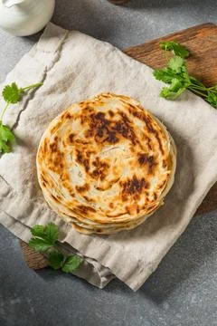 Homemade Indian Parotta Paratha Bread 스톡 사진