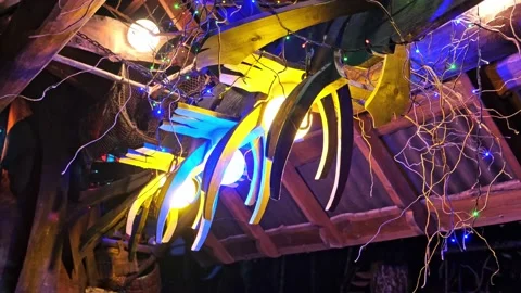 Homemade interior decorations with flashlights. Stock Footage 188545186