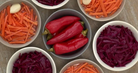 Homemade lacto-fermented vegetables. Stock Footage 278518754