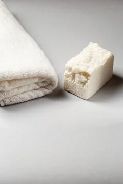 Homemade laundry detergent. Washing solid soap bar Stock Photos