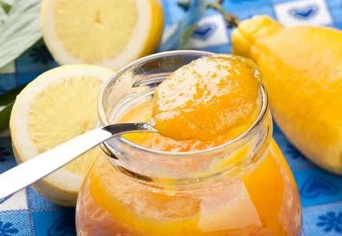 Homemade lemon jam on the table Stock Photos