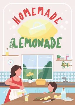 Homemade lemonade flat vector template Illustrazione stock