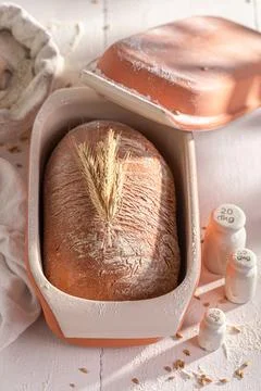 Homemade loaf of bread as source of fiber and energy. Stock Photos