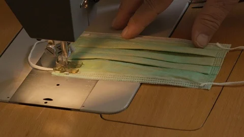 Homemade making surgery mask. Stock Footage 127154564