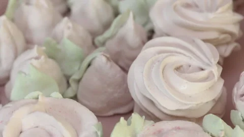 Homemade marshmallows of different shapes and sizes. Close-up shot Stock Footage 163651925