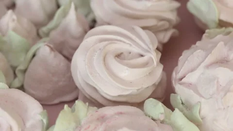 Homemade marshmallows of different shapes and sizes. Close-up shot. Stock Footage 163651937