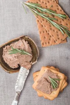 Homemade meat snack  liver pate Stock Photos