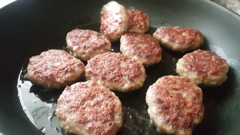 Homemade meatballs in a pan Stock Footage