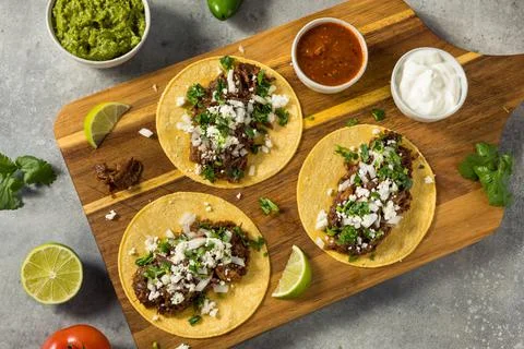 Homemade Mexican Shredded Beef Tacos Stock Photos