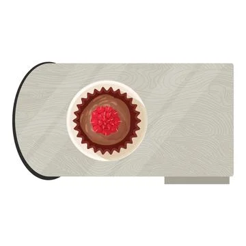 Homemade muffin icon isometric vector. Fresh chocolate muffin on dining table Stock Illustration
