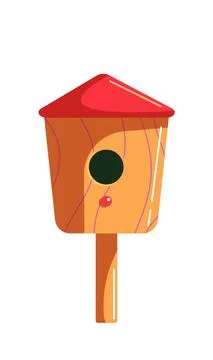 Homemade nesting box for bird isolated on white background Stock Illustration