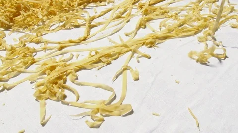 Homemade noodles drying on a table Stock Footage 125961088