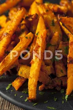 Homemade Organic Pumpkin French Fries Stock Photos