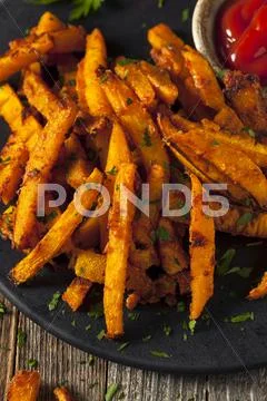 Homemade Organic Pumpkin French Fries Stock Photos