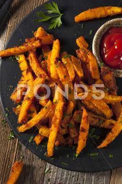 Homemade Organic Pumpkin French Fries Stock Photos