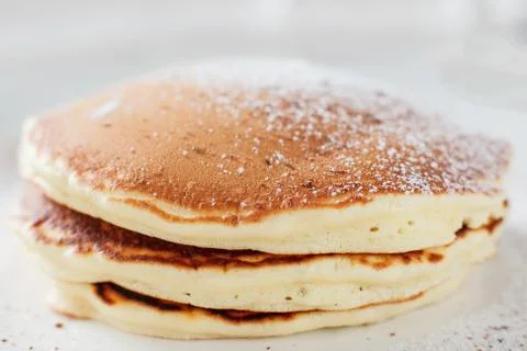 Homemade pancakes tutorial closeup 写真素材