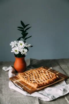 Homemade pastries with fillings of potatoes, cabbage and fish Stock Photos