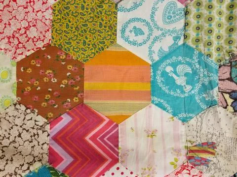 Homemade patchwork quilt design Fotos de archivo
