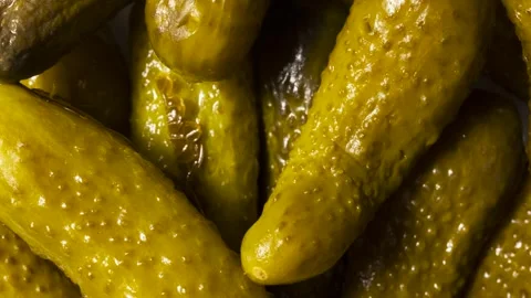 Homemade Pickles texture. Canned Cucumbers. Food background Stock Footage 333841005