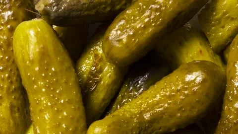 Homemade Pickles texture. Canned Cucumbers. Food background Stock Footage 333841007