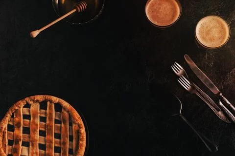 Homemade pie and silverware Stock-Fotos