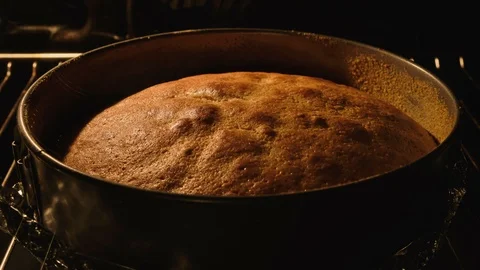 Homemade pie baked in oven, timelapse. Process of baking cake Stock Footage