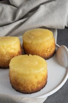 Homemade pineapple upside down cake Stock Photos