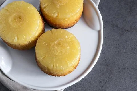 Homemade pineapple upside down cake Stock Photos
