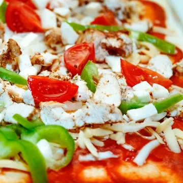 Homemade pizza. Raw stuffing Photos