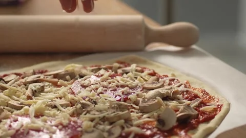 Homemade pizza is ready to bake. Stock Footage 266010972