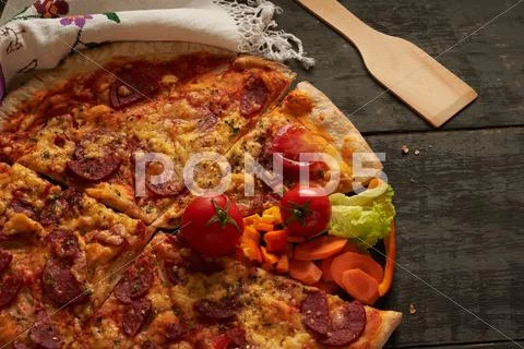 Homemade Pizza on the table Stock Photos