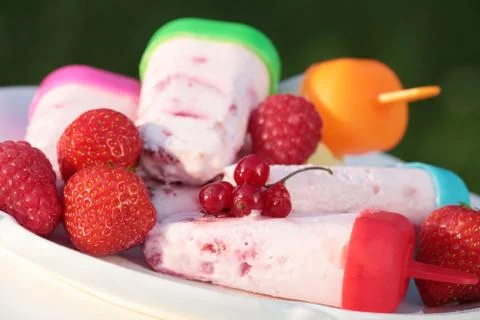 Homemade popsicles Stock Photos