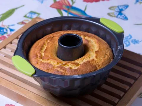 Homemade pound cake in kitchen Stock Photos
