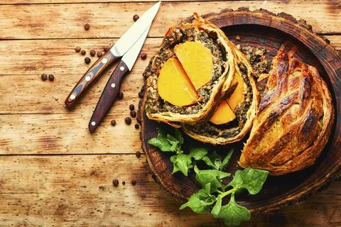 Homemade pumpkin roll Stock Photos