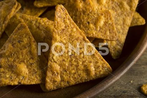 Homemade Pumpkin Tortilla Chips Stock Photos