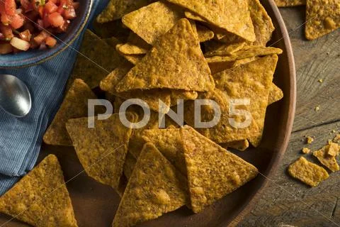 Homemade Pumpkin Tortilla Chips Stock Photos