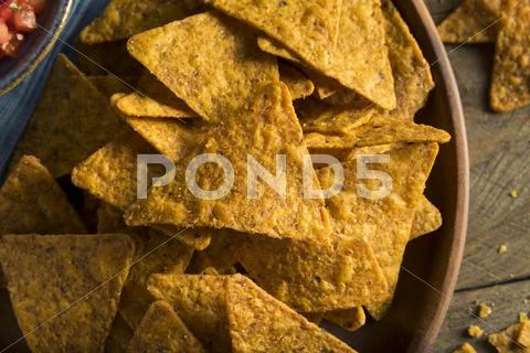 Homemade Pumpkin Tortilla Chips Stock Photos