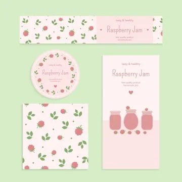 Homemade raspberry jam set Stock Illustration