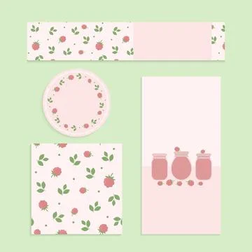 Homemade raspberry jam set Stock Illustration