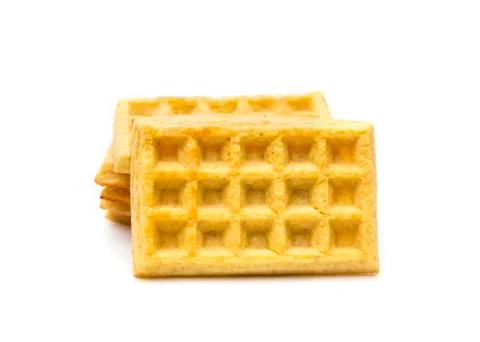 Homemade Rectangle Waffle on a White Background 写真素材